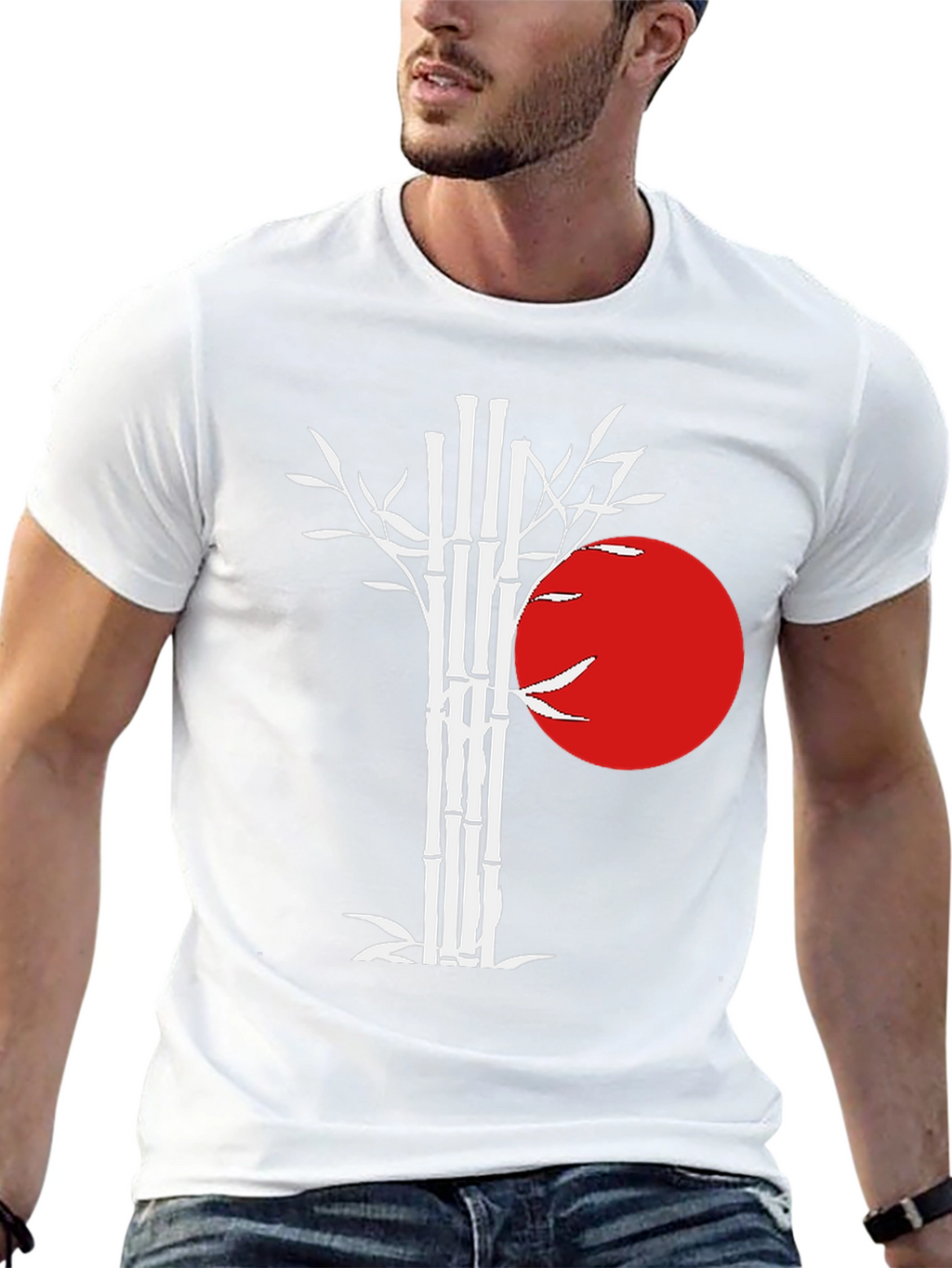 Bamboo & Rising Sun Graphic Tee - Black