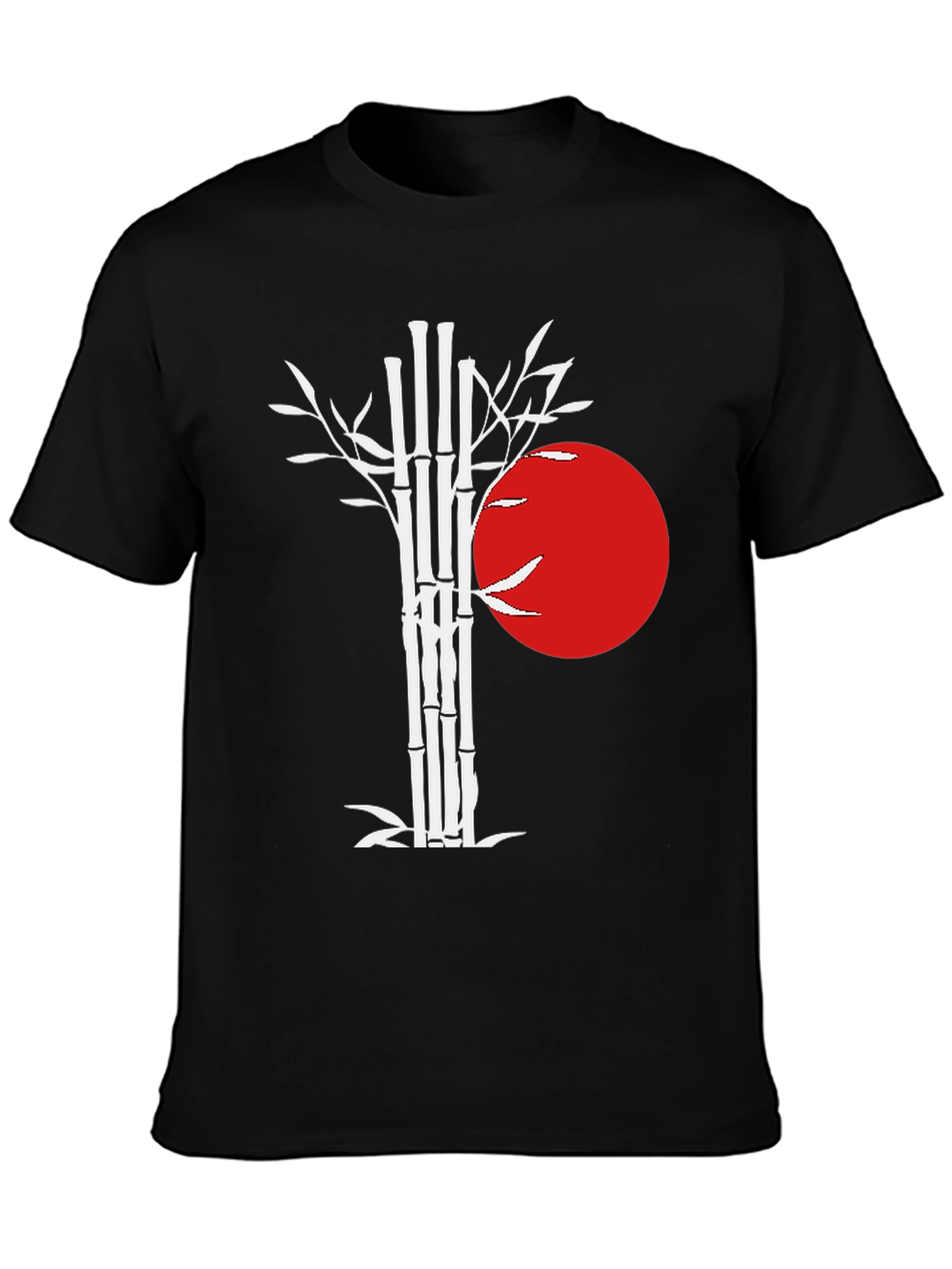 Bamboo & Rising Sun Graphic Tee - Black