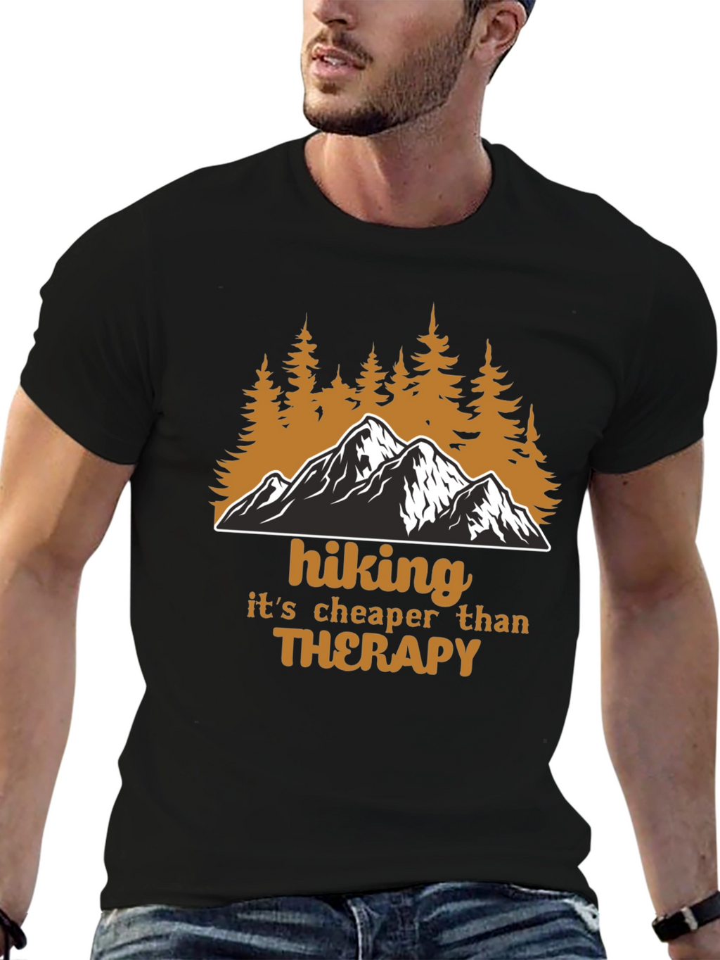 Hiking Cheaper Than Therapy Graphic T-Shirt