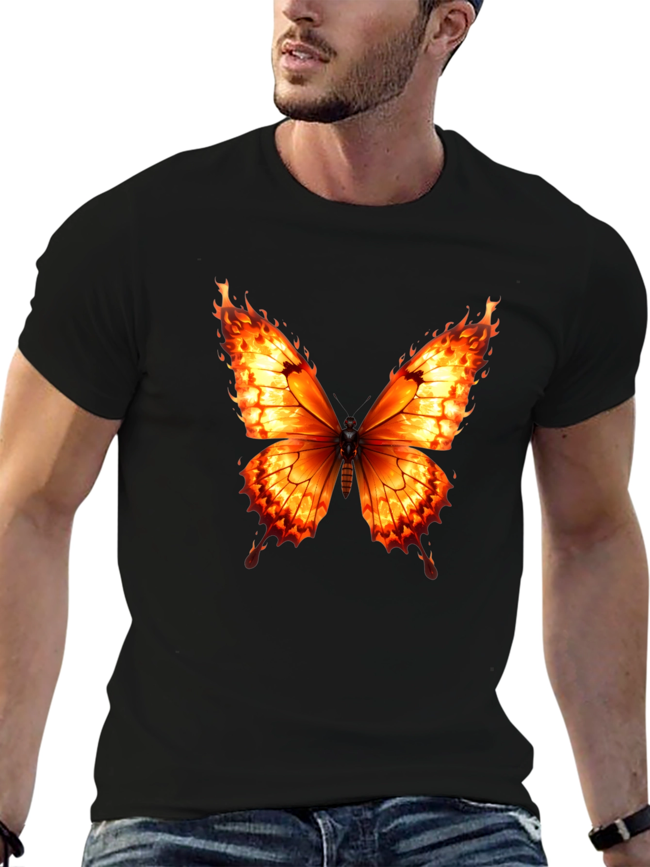 Fiery Butterfly Graphic Tee - Bold Statement Shirt