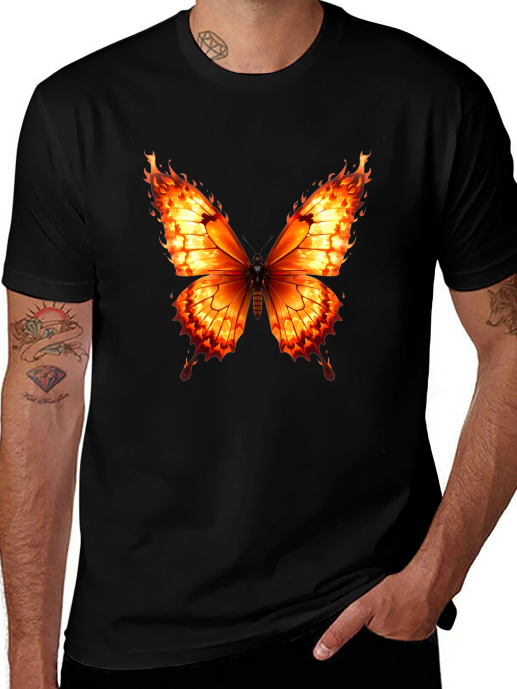 Fiery Butterfly Graphic Tee - Bold Statement Shirt