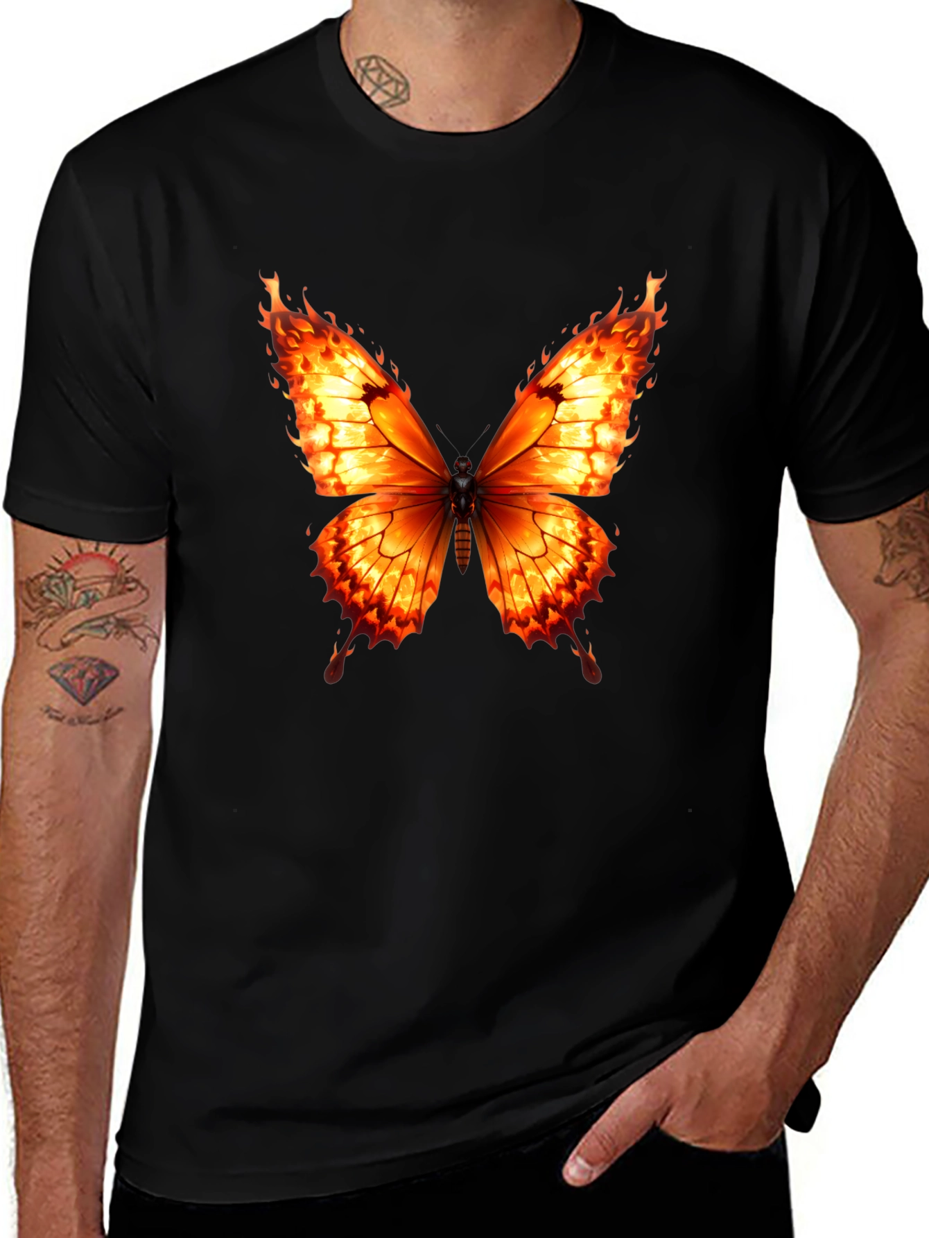 Fiery Butterfly Graphic Tee - Bold Statement Shirt