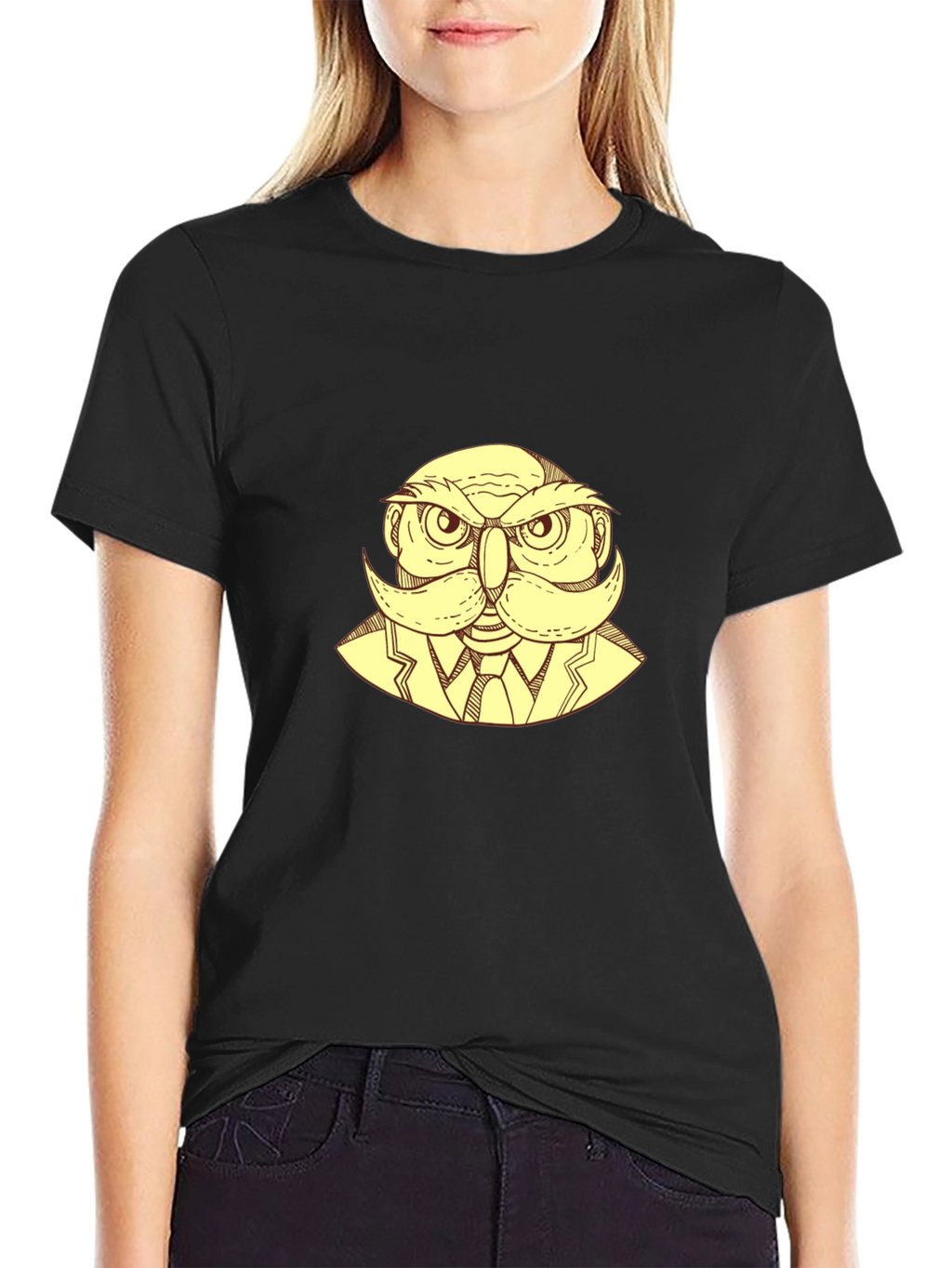Owl Gentleman Graphic T-Shirt - Black