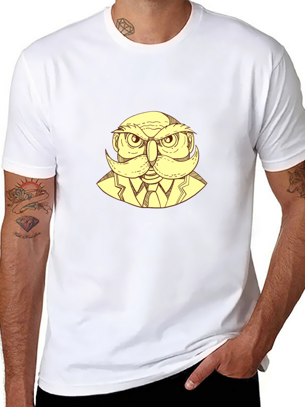 Owl Gentleman Graphic T-Shirt - Black