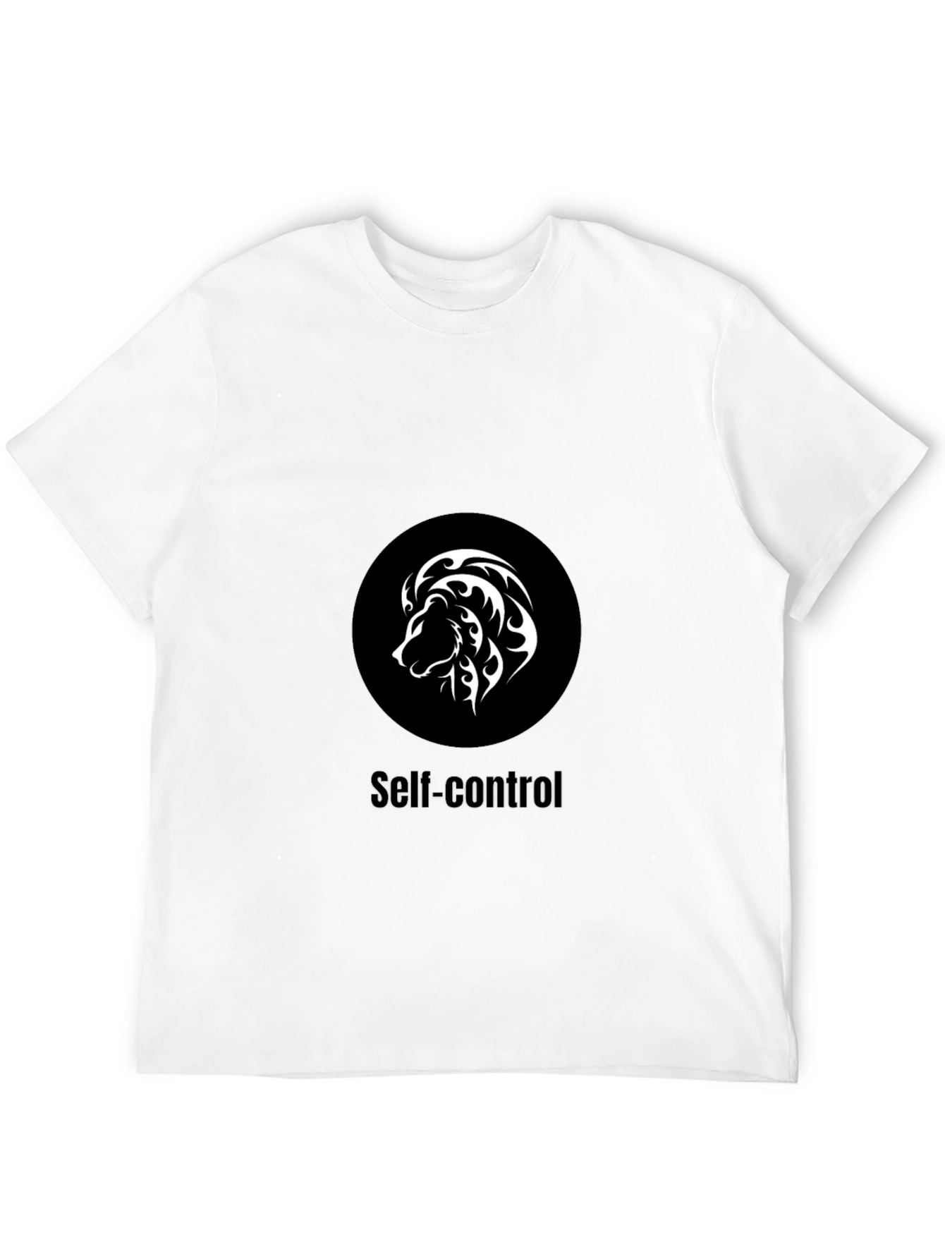 Self-Control Lion Graphic T-Shirt - Black