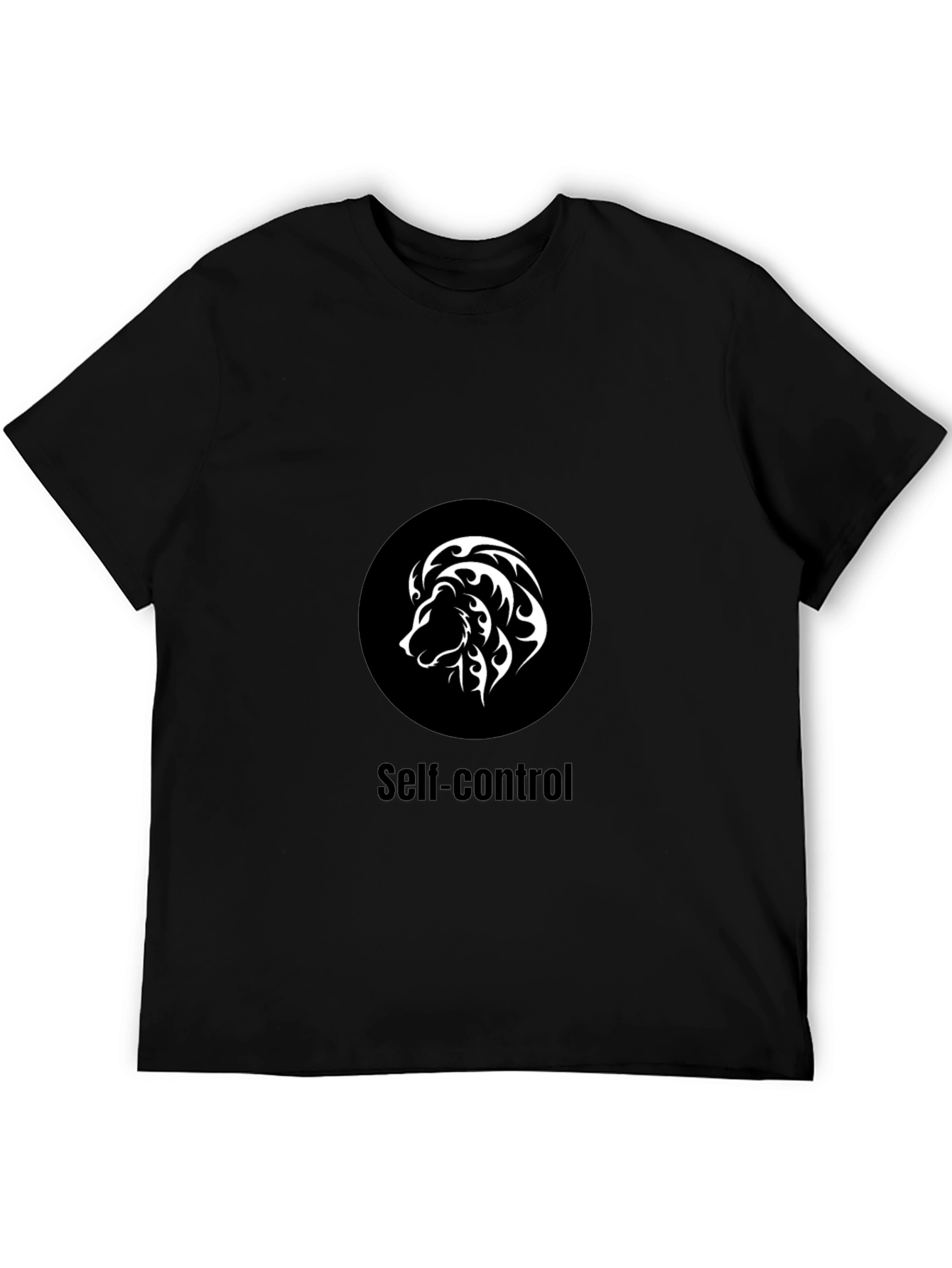Self-Control Lion Graphic T-Shirt - Black