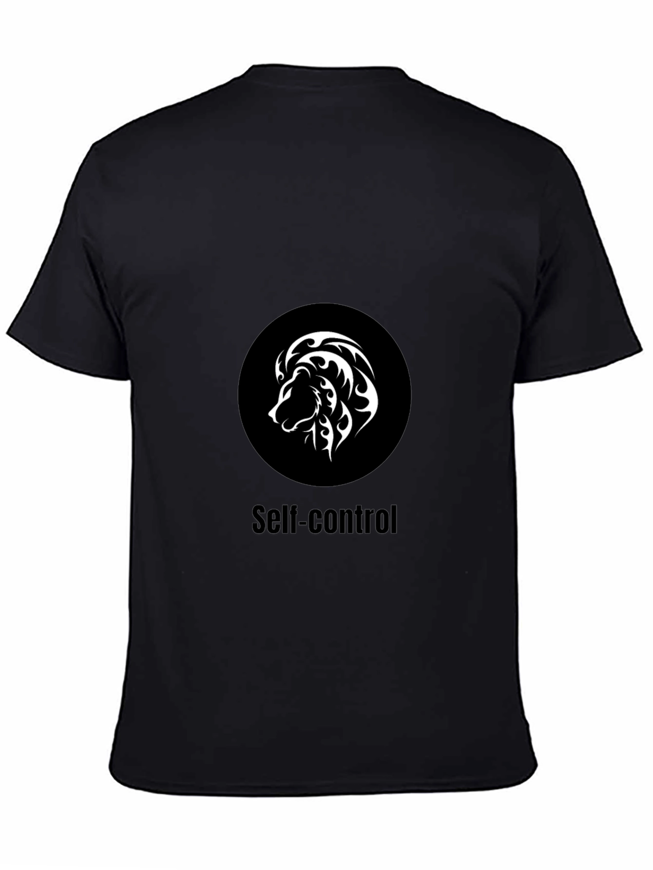 Self-Control Lion Graphic T-Shirt - Black
