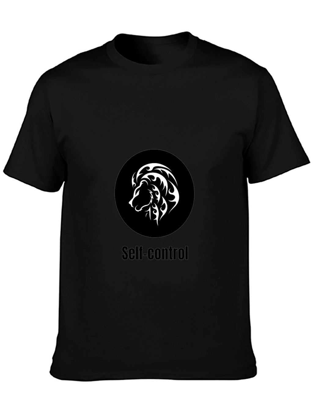 Self-Control Lion Graphic T-Shirt - Black