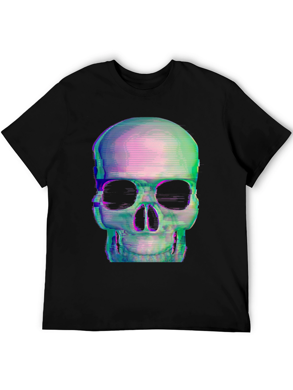 Glitch Skull Black T-Shirt - Edgy Graphic Tee
