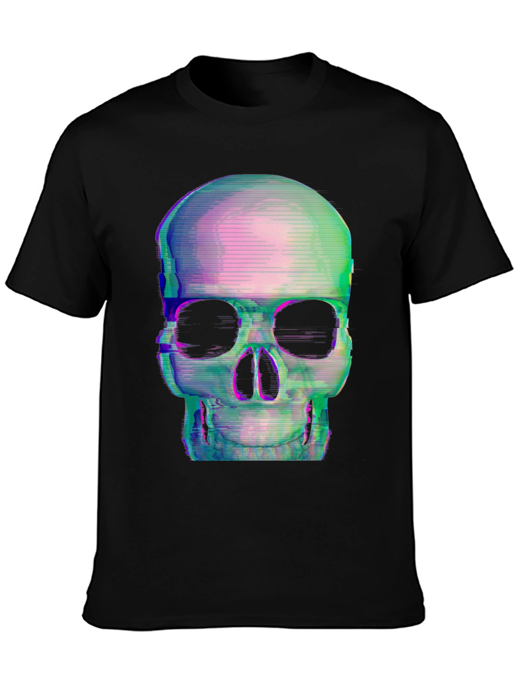 Glitch Skull Black T-Shirt - Edgy Graphic Tee