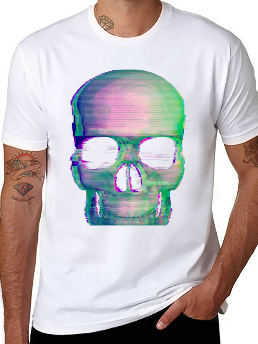 Glitch Skull Black T-Shirt - Edgy Graphic Tee