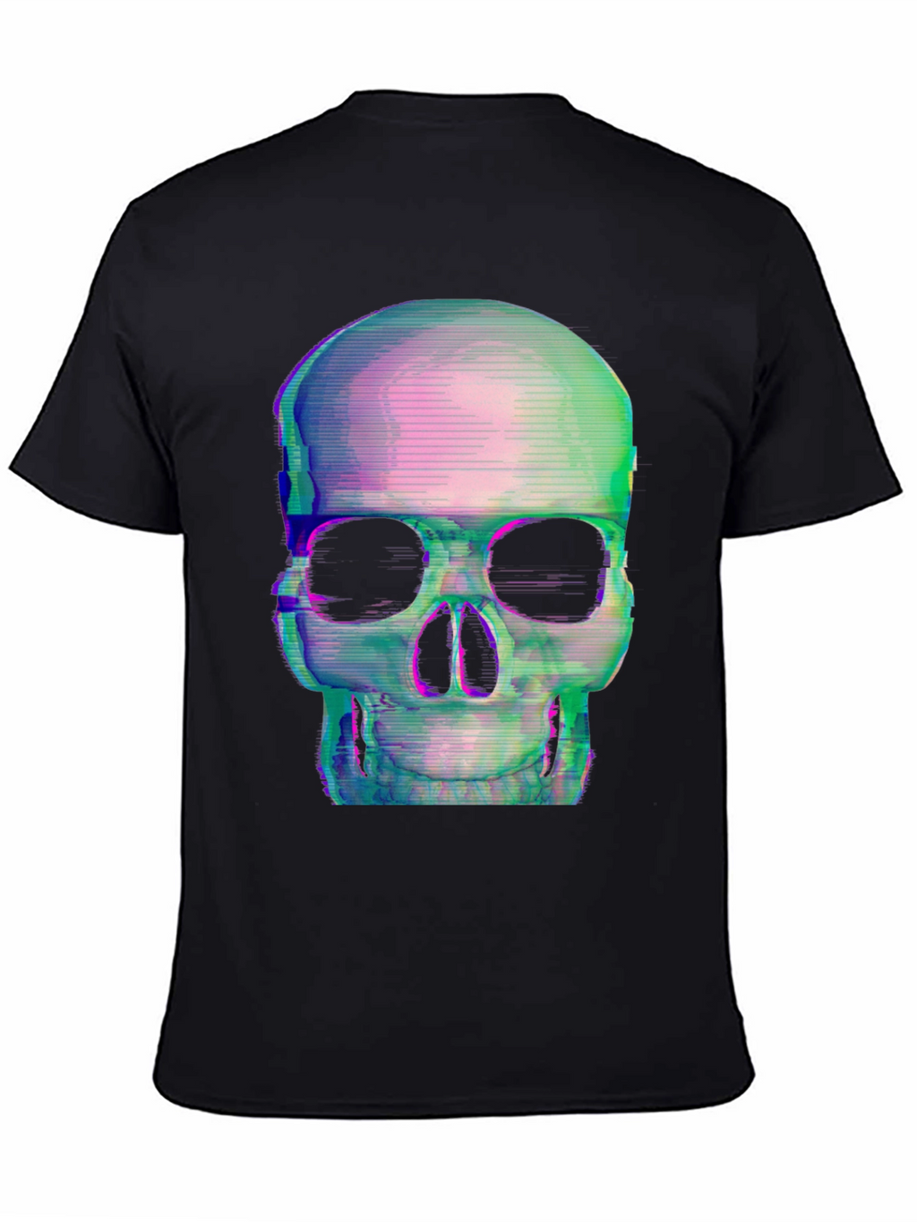 Glitch Skull Black T-Shirt - Edgy Graphic Tee
