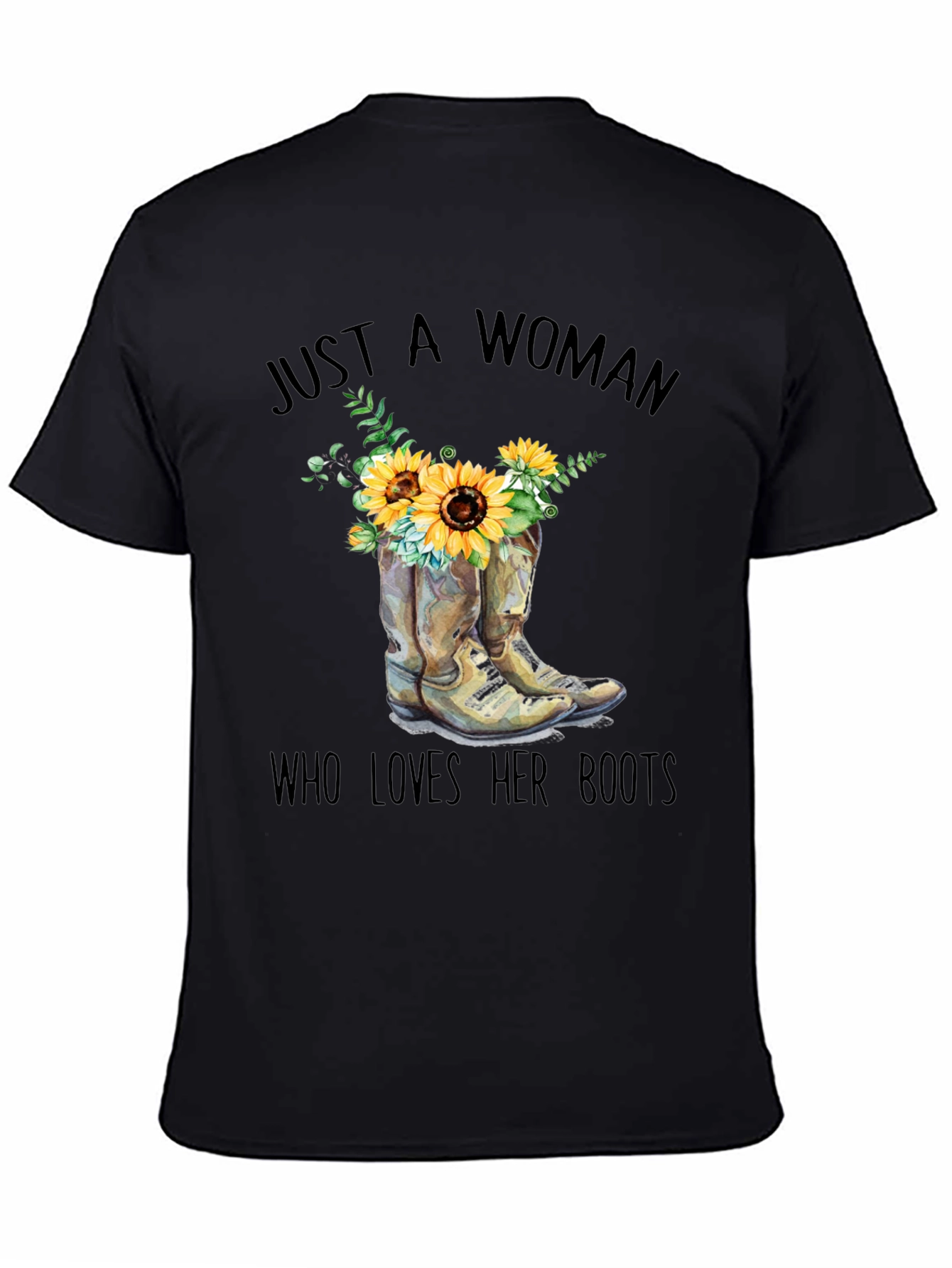 Womans Boots and Sunflower Graphic T-Shirt