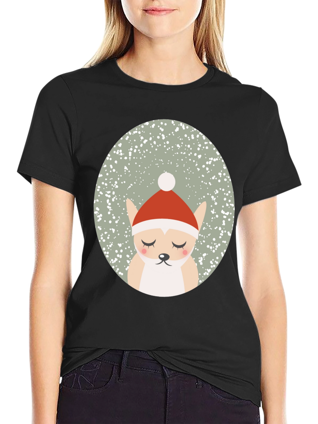 Festive Santa Dog Graphic Tee