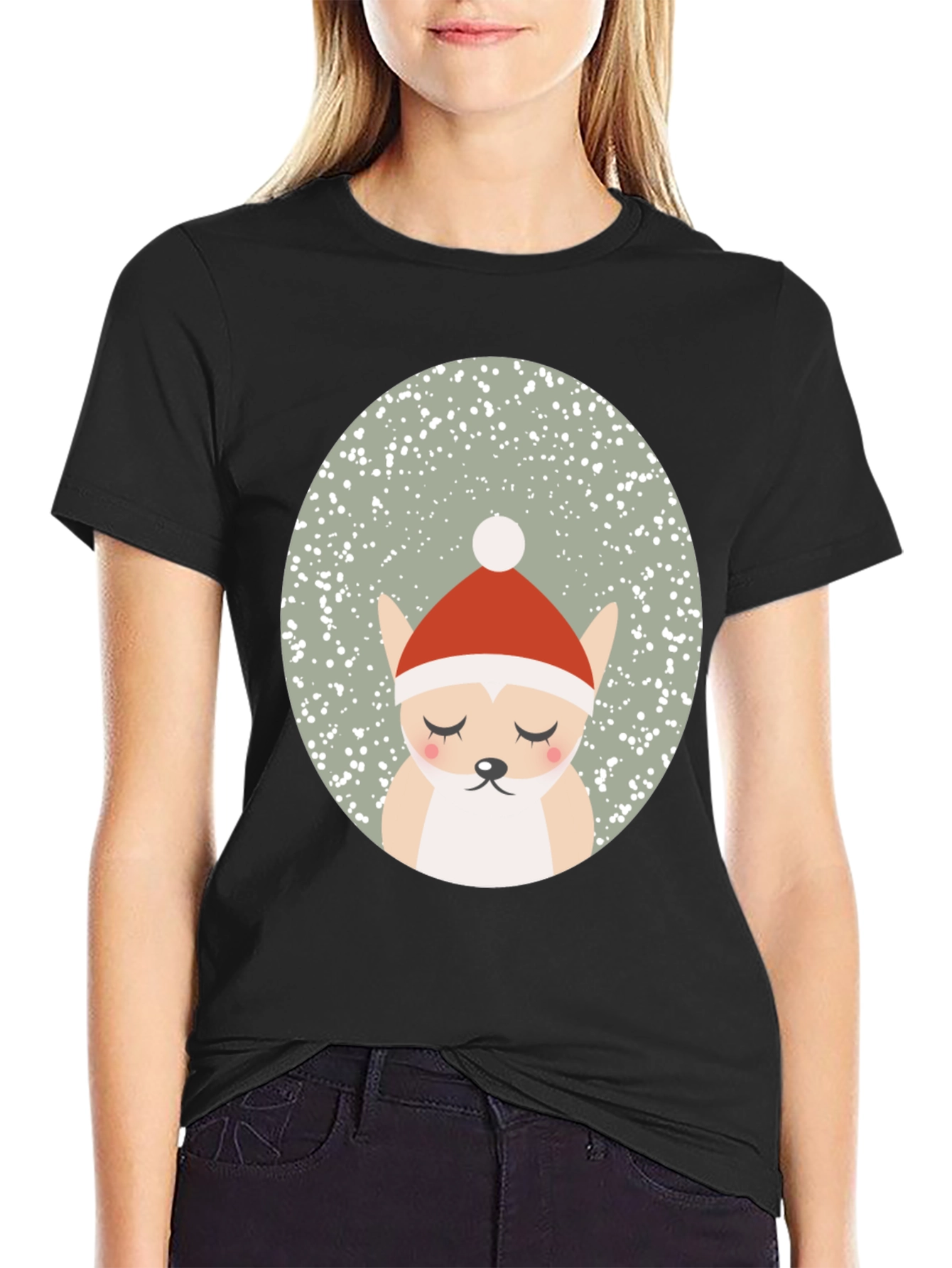 Festive Santa Dog Graphic Tee