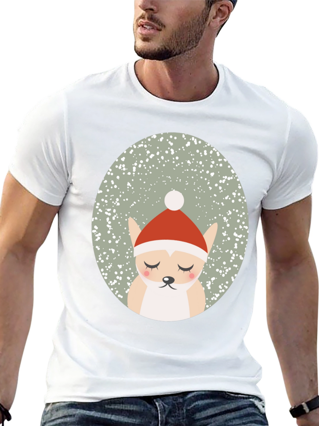 Festive Santa Dog Graphic Tee