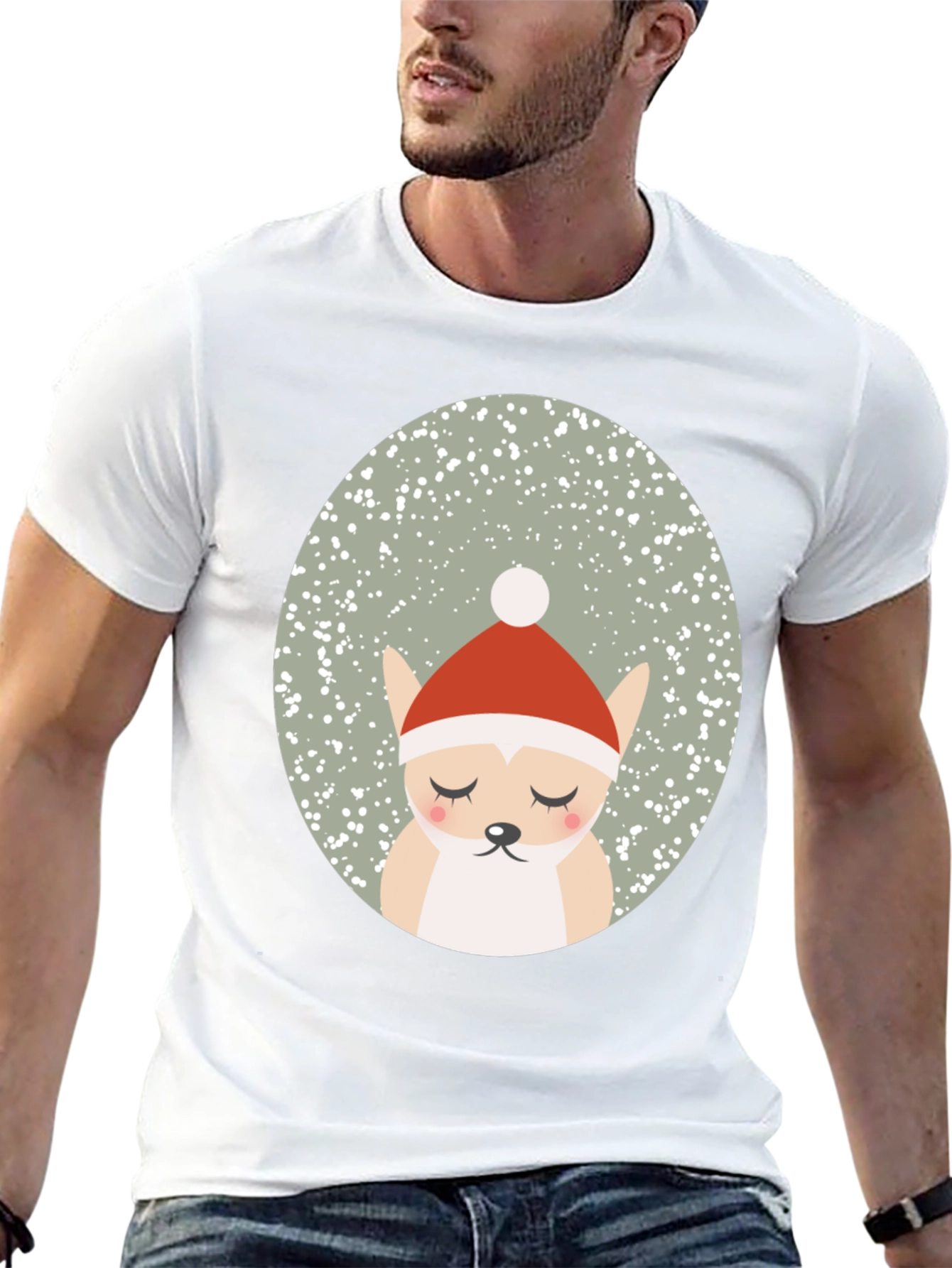 Festive Santa Dog Graphic Tee
