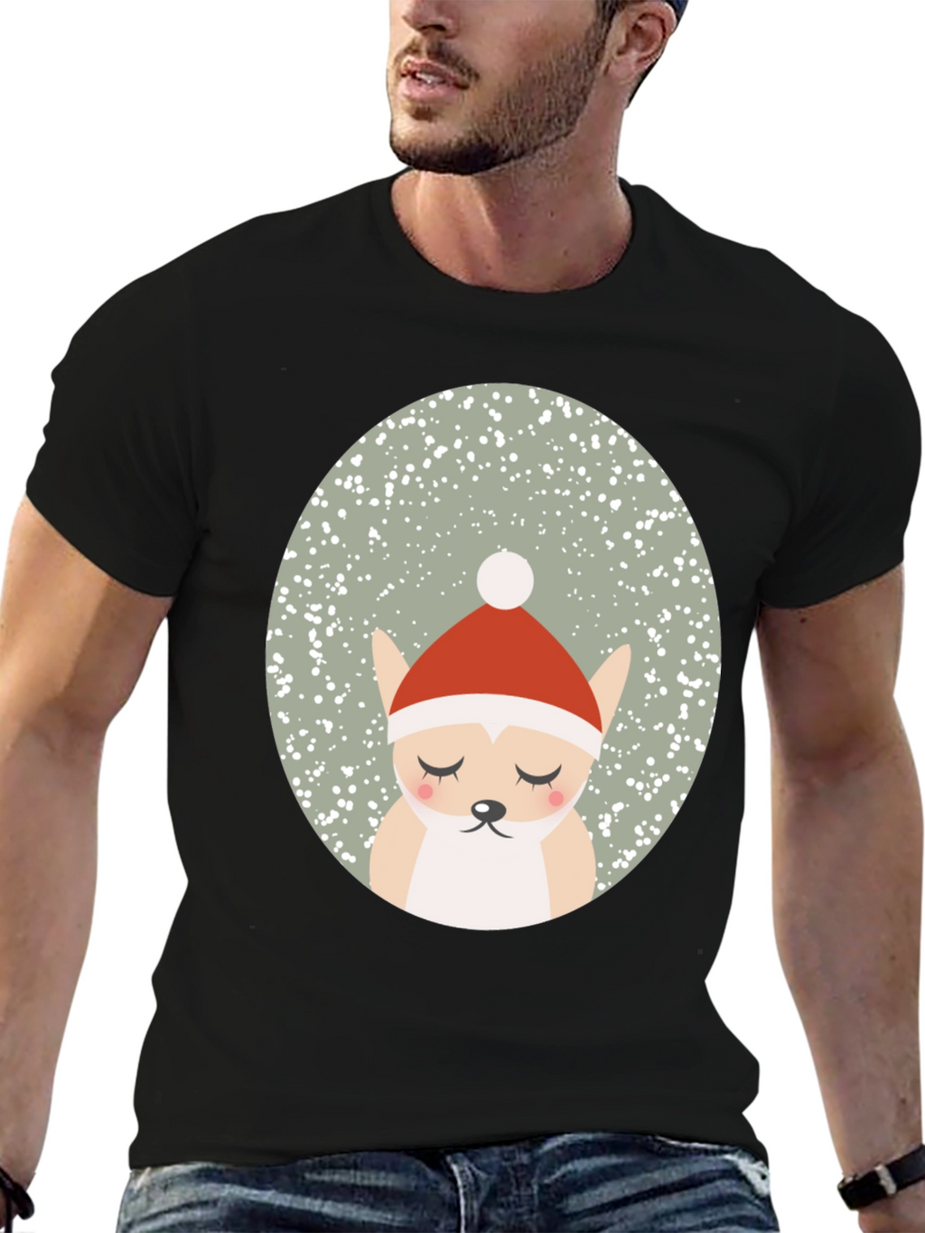 Festive Santa Dog Graphic Tee