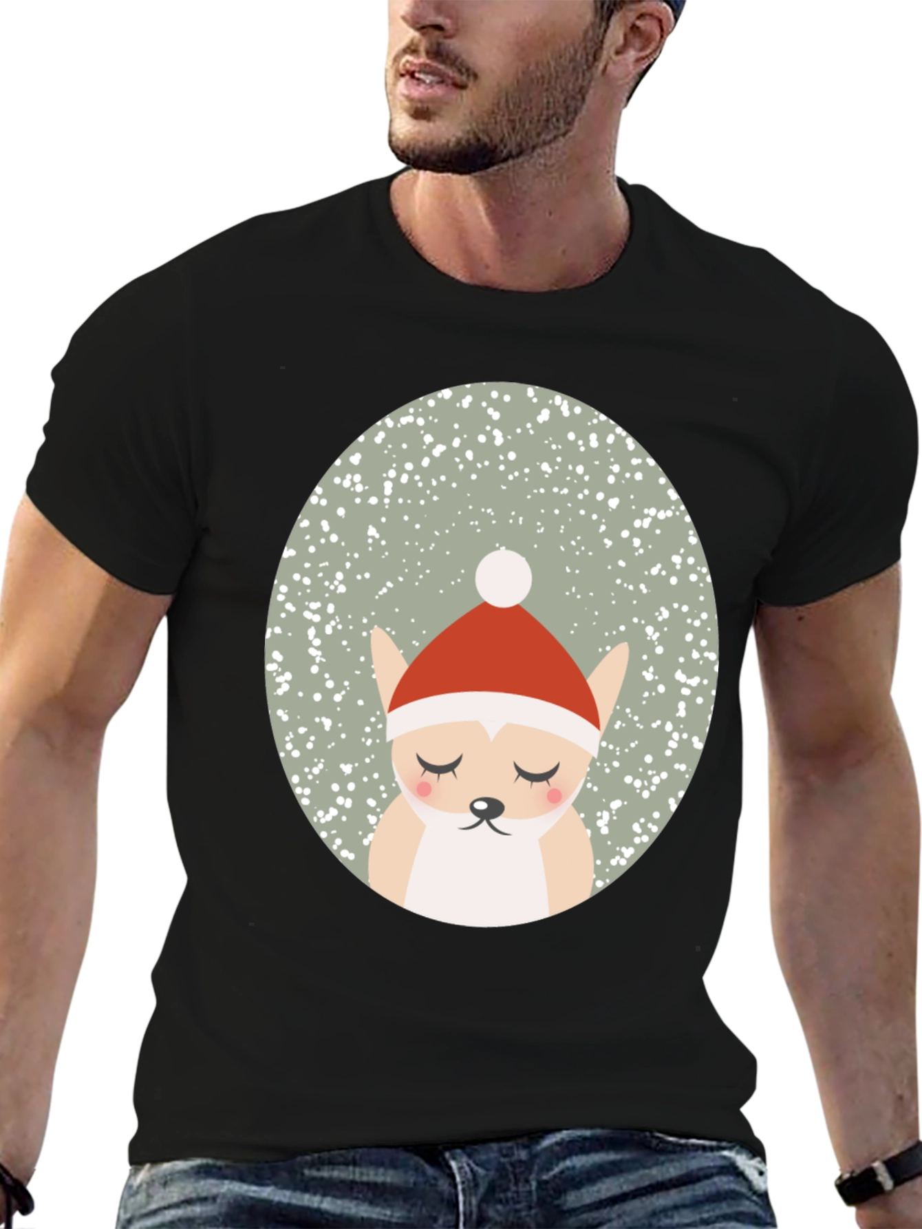Festive Santa Dog Graphic Tee