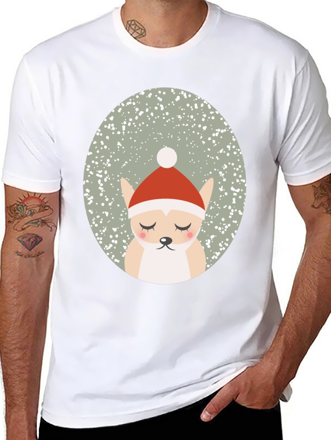 Festive Santa Dog Graphic Tee
