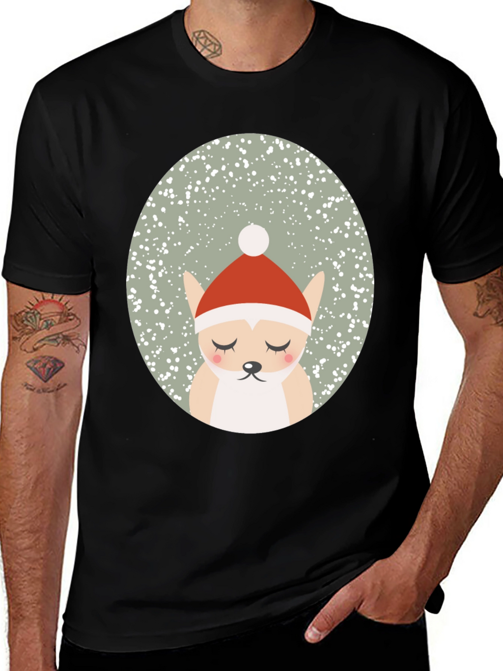 Festive Santa Dog Graphic Tee