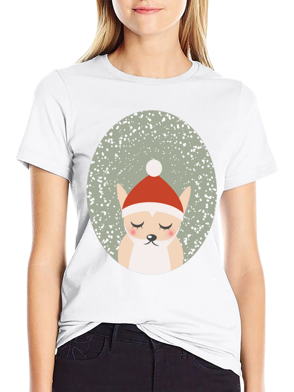 Festive Santa Dog Graphic Tee