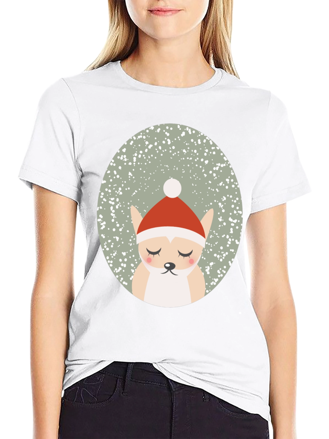 Festive Santa Dog Graphic Tee