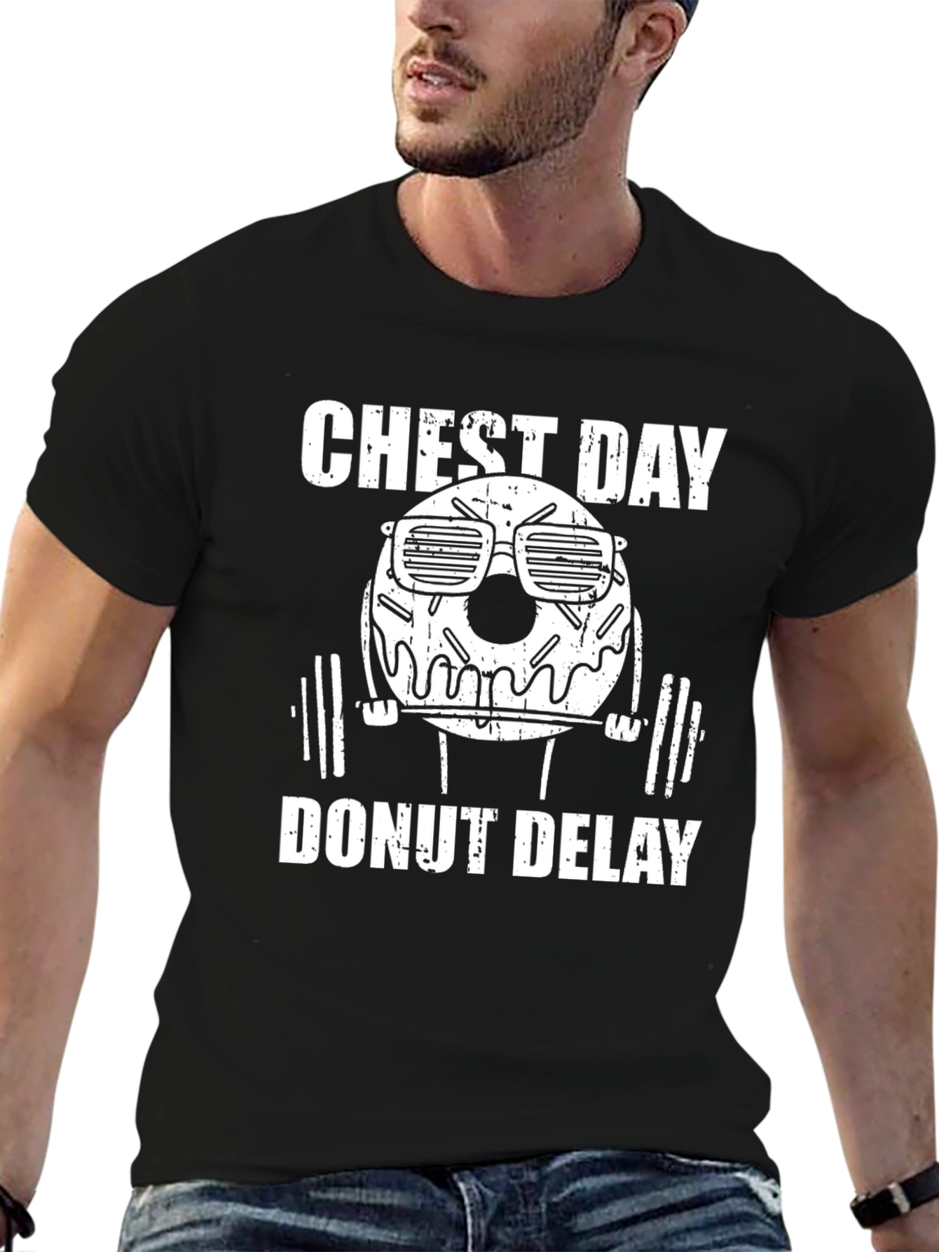 Chest Day Donut Delay Graphic T-Shirt