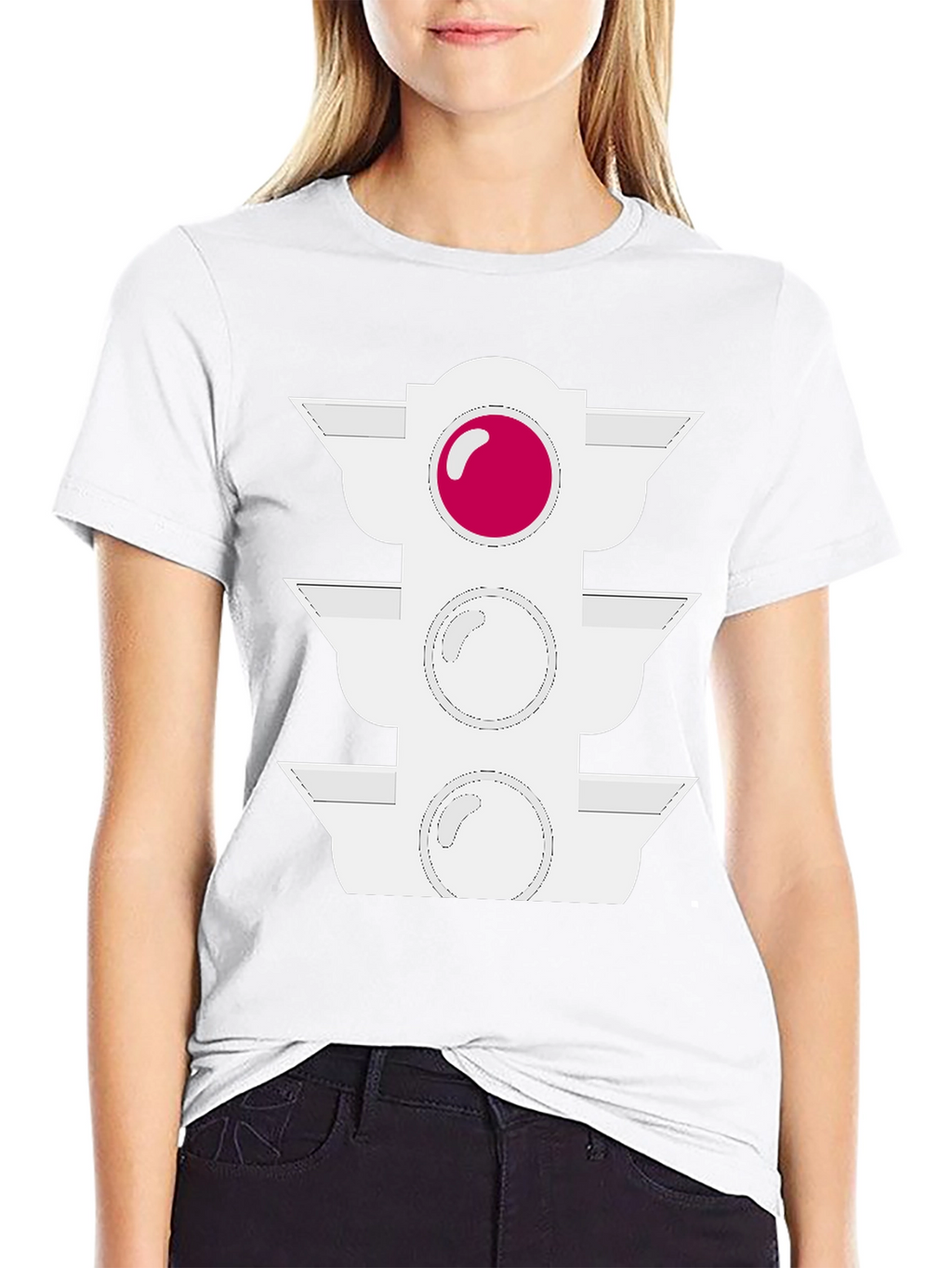 Traffic Light Graphic Tee - Black Cotton Blend