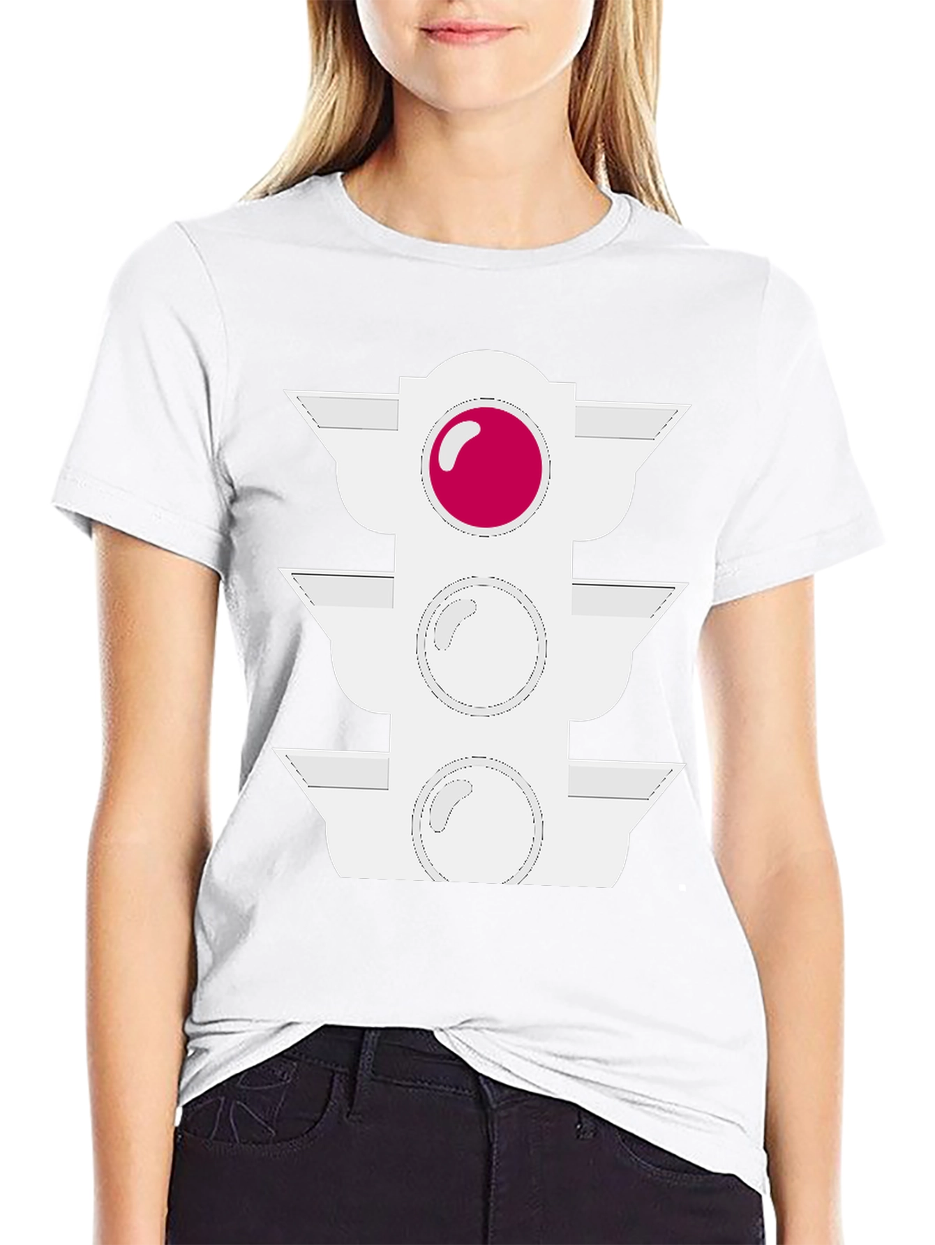 Traffic Light Graphic Tee - Black Cotton Blend