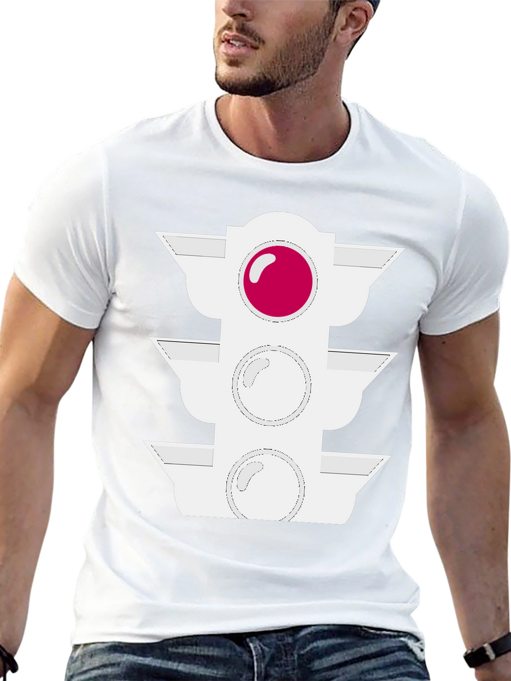 Traffic Light Graphic Tee - Black Cotton Blend
