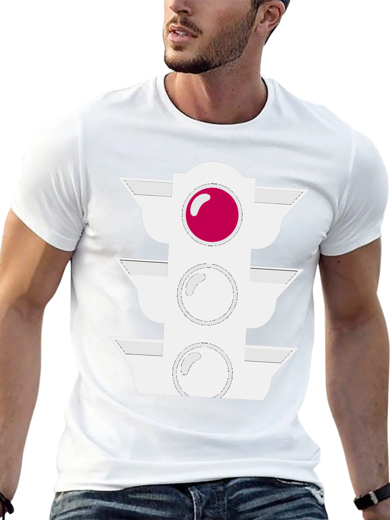 Traffic Light Graphic Tee - Black Cotton Blend