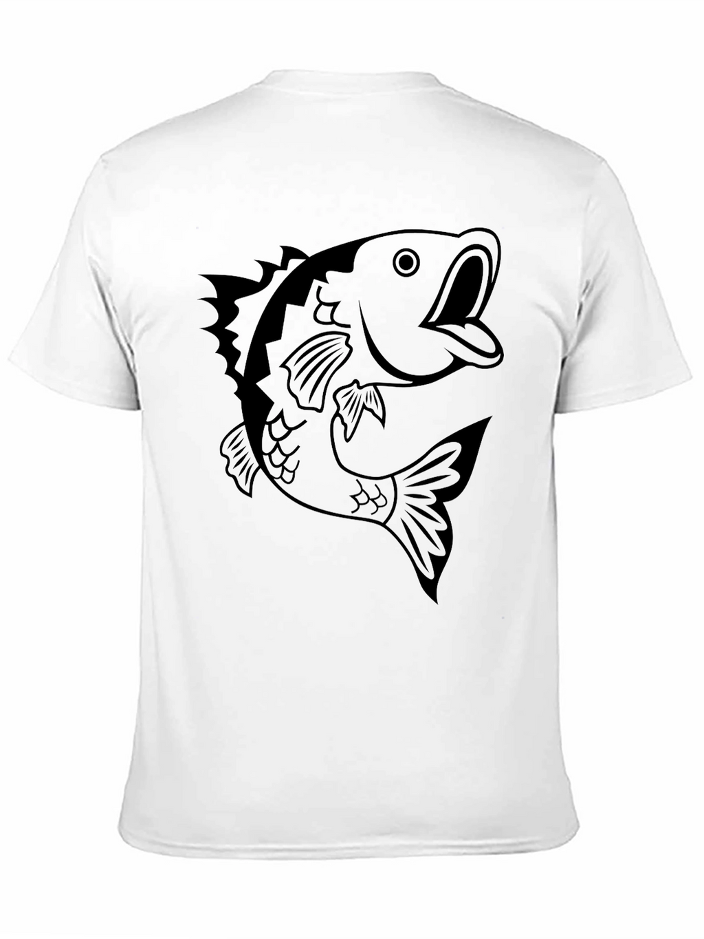 Mens Black T-shirt with Bass Fish Graphic