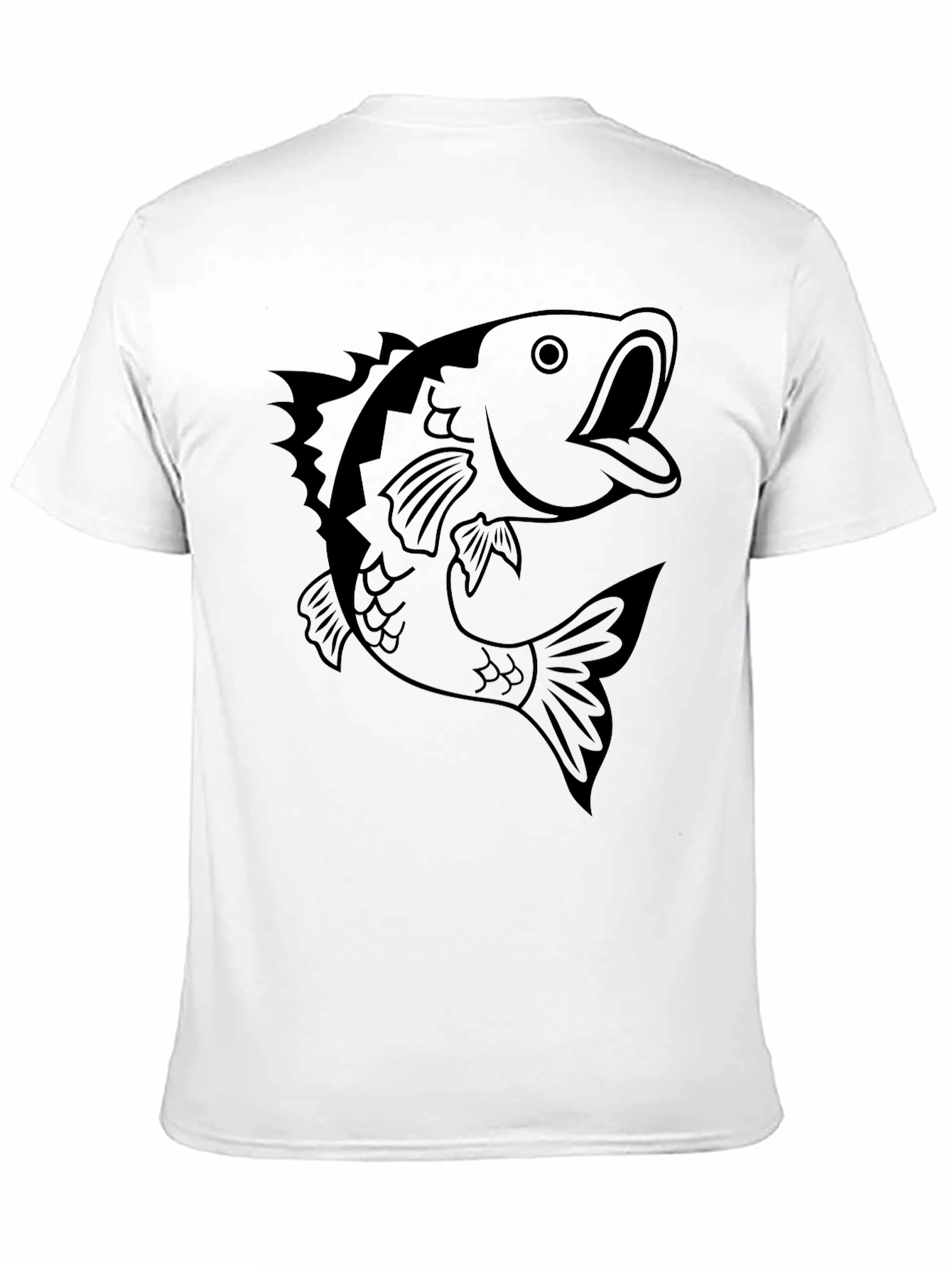 Mens Black T-shirt with Bass Fish Graphic