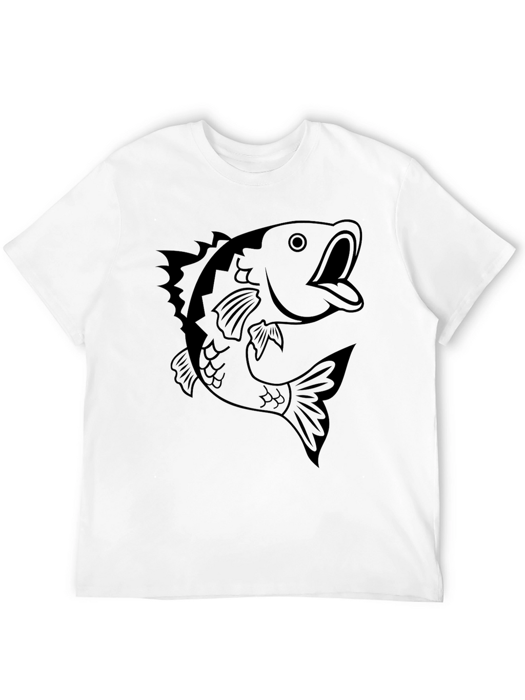 Mens Black T-shirt with Bass Fish Graphic