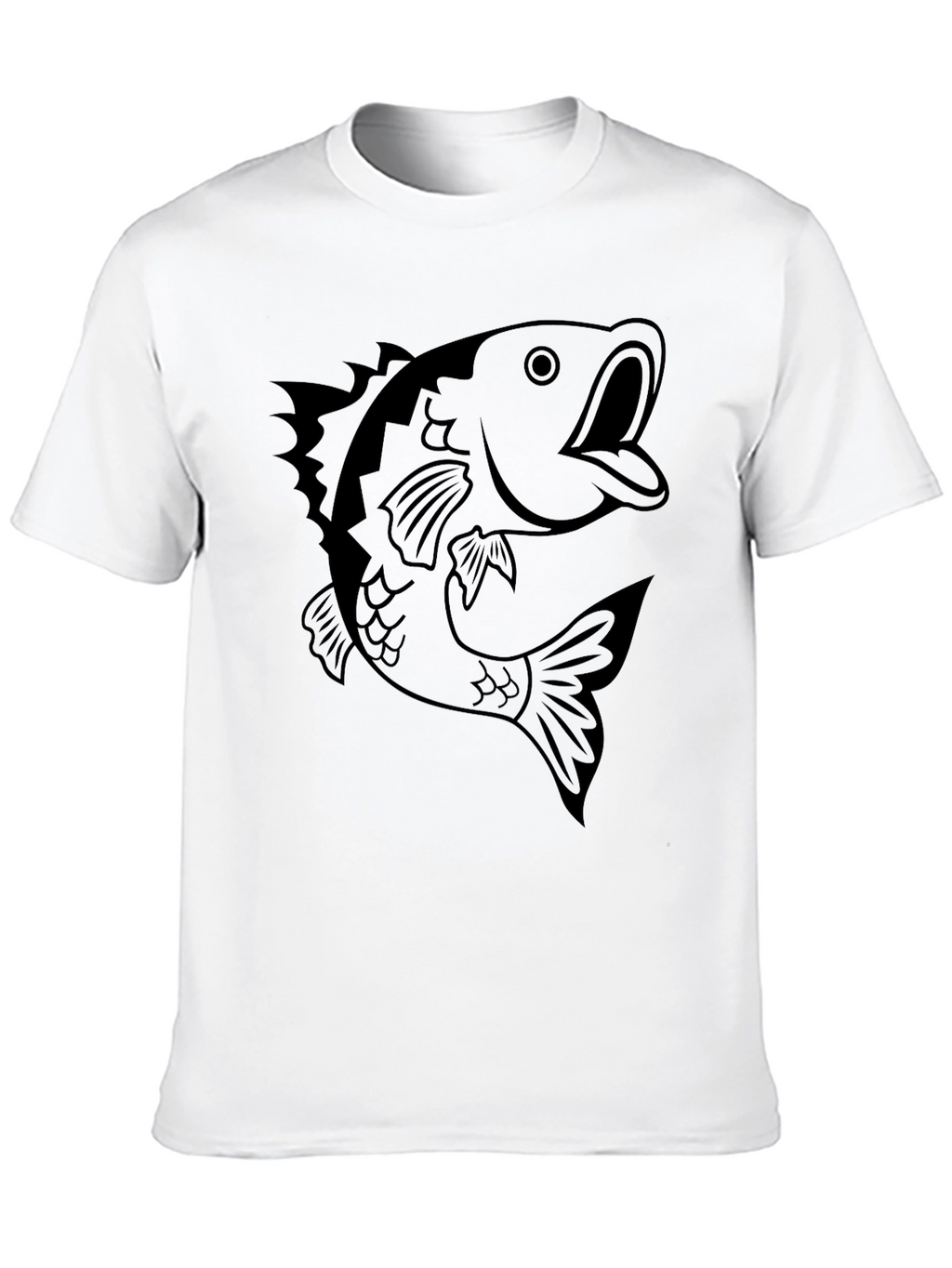 Mens Black T-shirt with Bass Fish Graphic