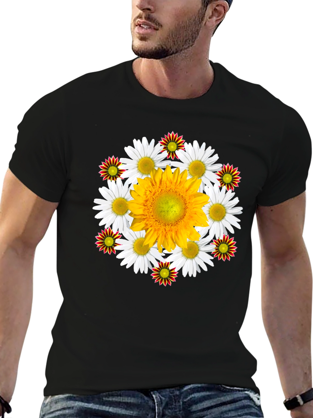 Floral Medallion Black T-Shirt