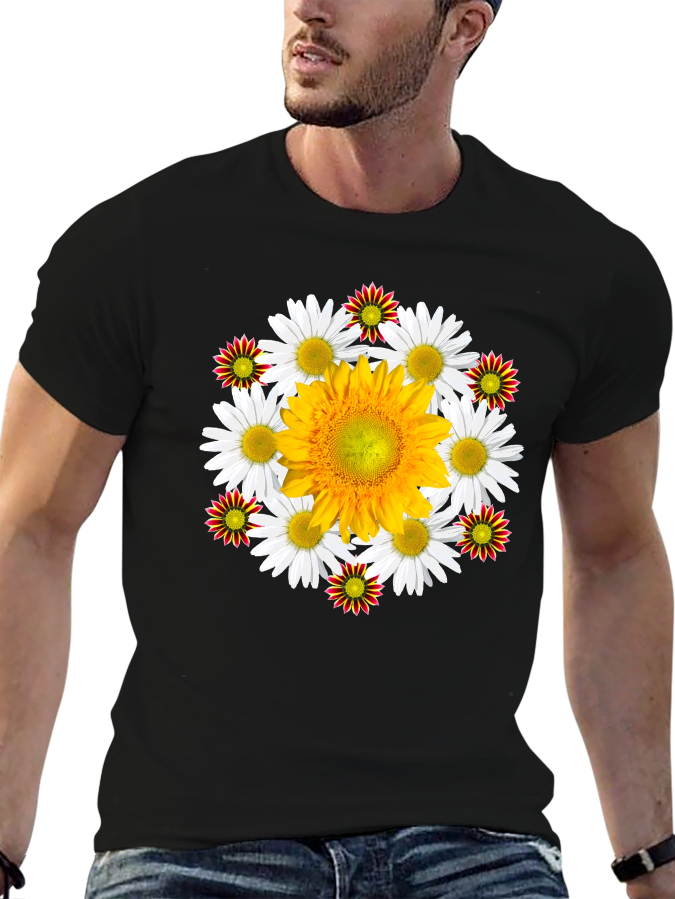 Floral Medallion Black T-Shirt