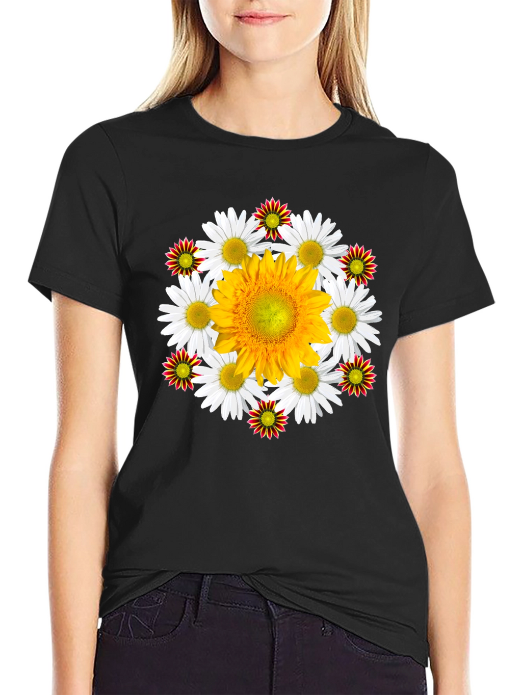Floral Medallion Black T-Shirt