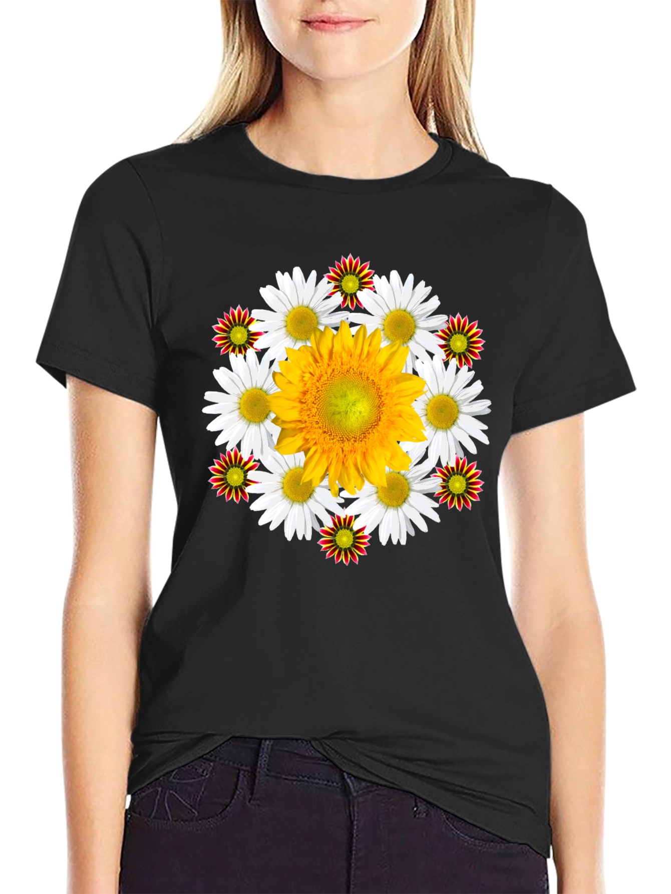 Floral Medallion Black T-Shirt