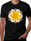 Floral Medallion Black T-Shirt
