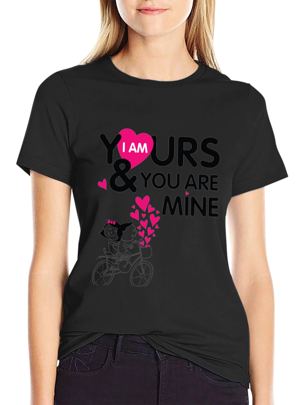 I Am Yours Heart Graphic Black T-Shirt