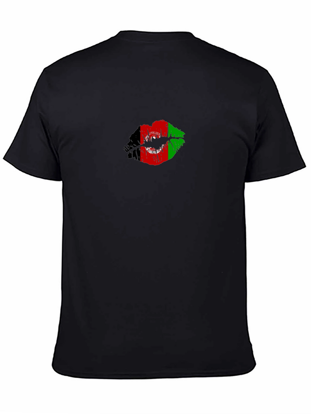 Afghanistan Flag Lips Mens Black T-Shirt