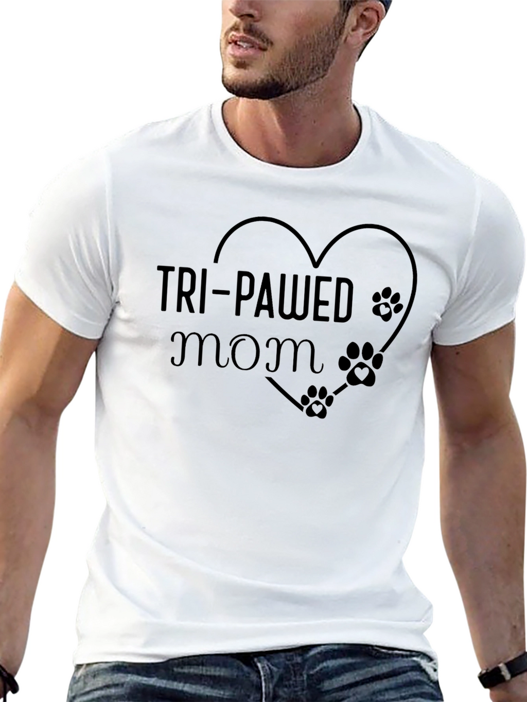 Tri-Pawed Mom Black T-Shirt
