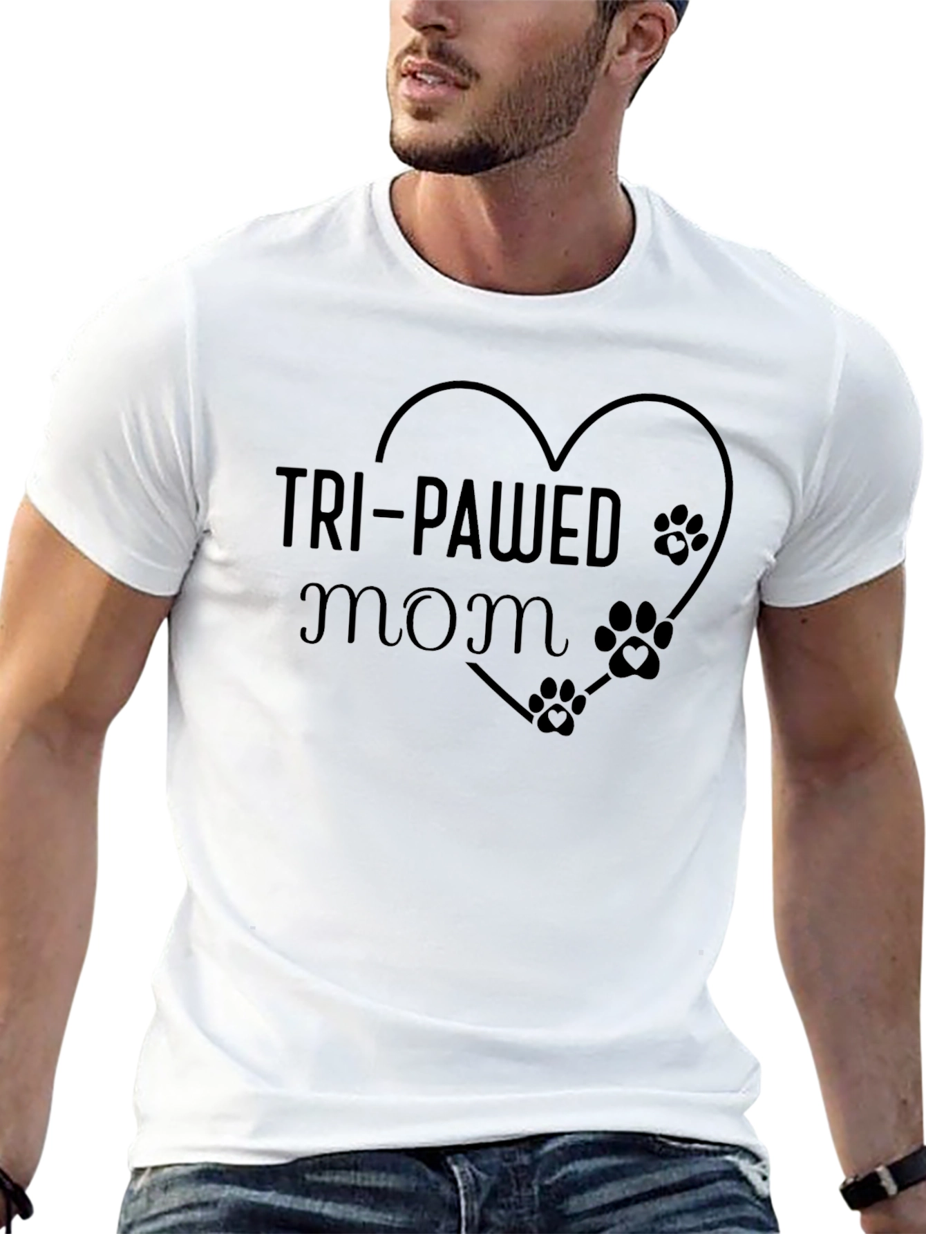Tri-Pawed Mom Black T-Shirt