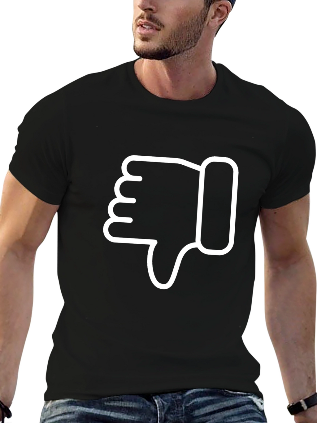 Thumbs Down Graphic Tee - Casual Black T-Shirt