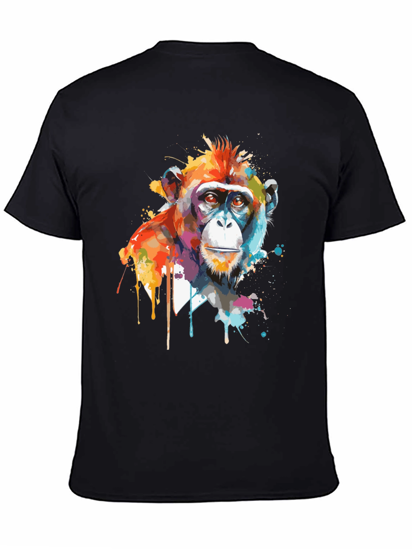 Abstract Monkey Graphic Print Black T-Shirt