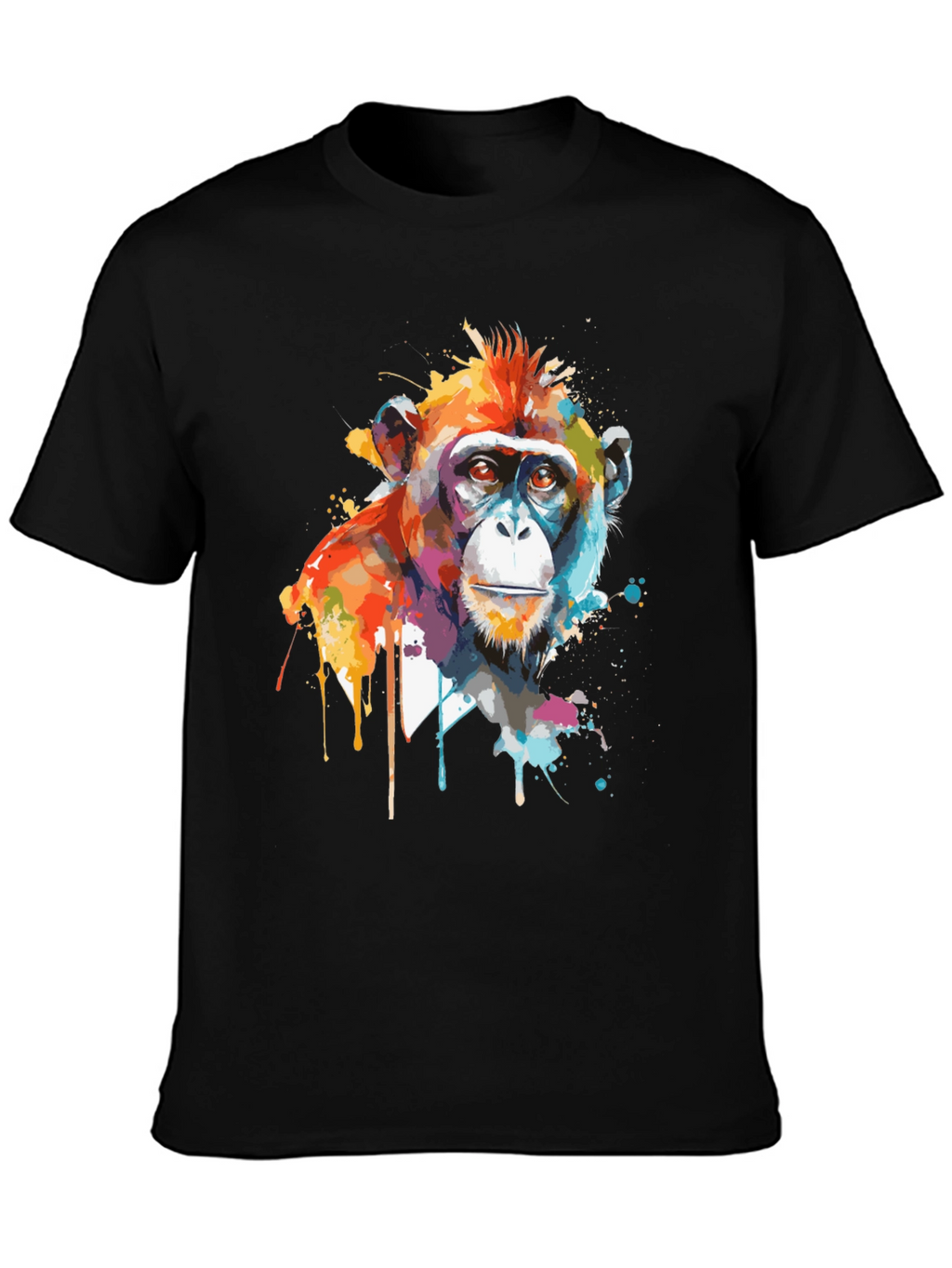 Abstract Monkey Graphic Print Black T-Shirt