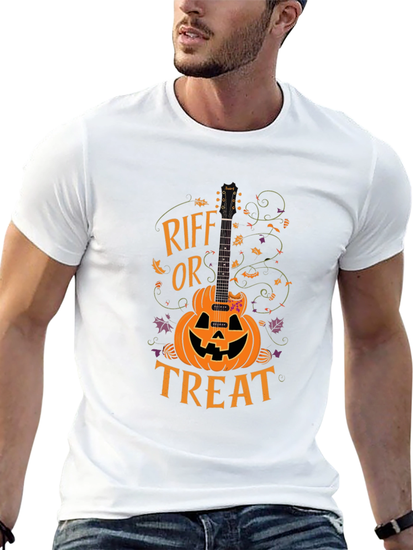 Riff or Treat Halloween Guitar Pumpkin T-Shirt