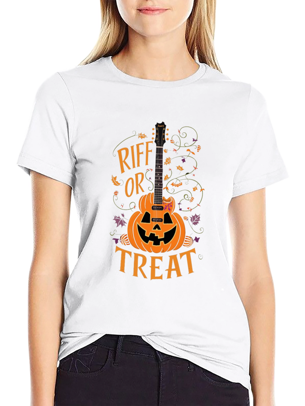 Riff or Treat Halloween Guitar Pumpkin T-Shirt
